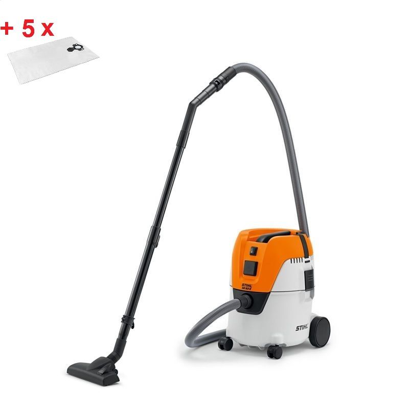 Прахосмукачка за мокро и сухо почистване STIHL SE 62 E, 1400 W, 20 л, 8 кг + Филтърна торба, 5 броя